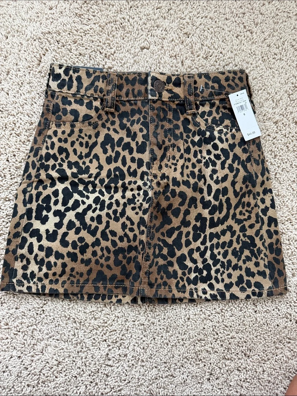 NWT GAP Girls Leopard Print Denim Skirt - Brown & Black size 6